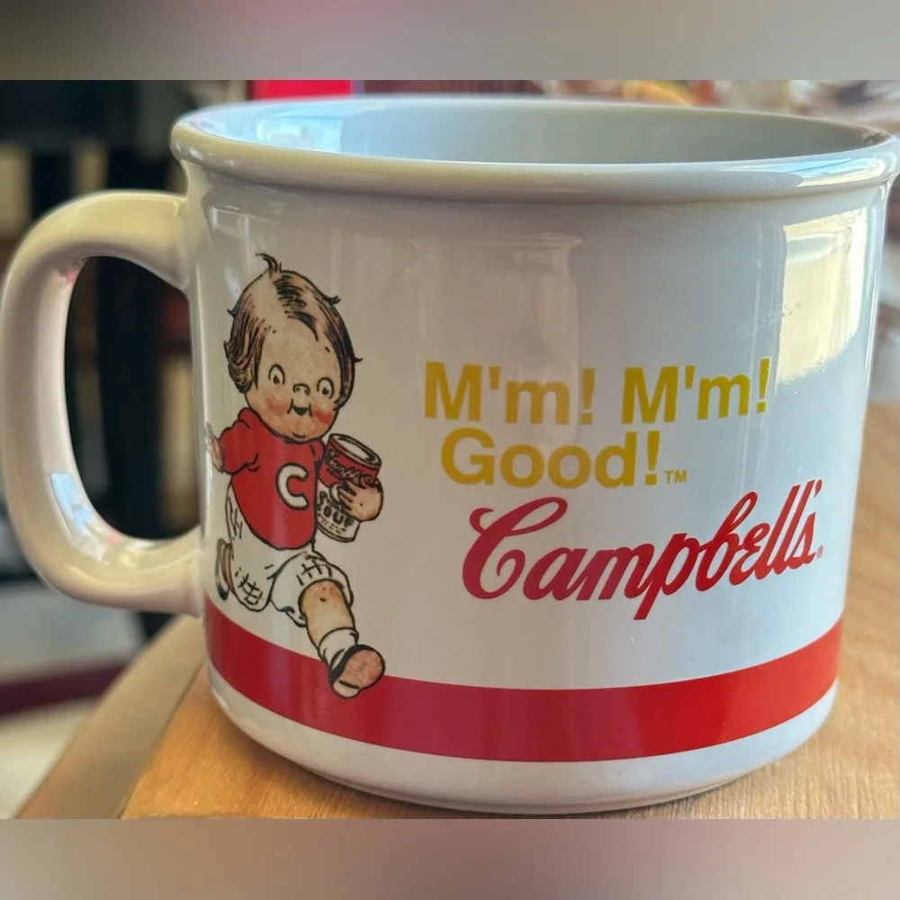 Vintage Campbell’s Soup Terrine w/ 3 Mugs & Ceramic Ladle Set
